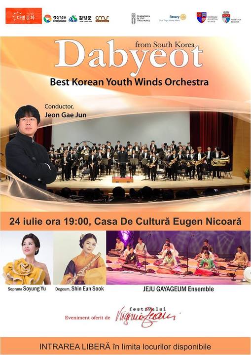 CONCERT EXTRAORDINAR sustinut de Orchestra de tineret (suflatori) din Coreea de Sud: DABYEOT, Best Korean Youth Winds Orchestra